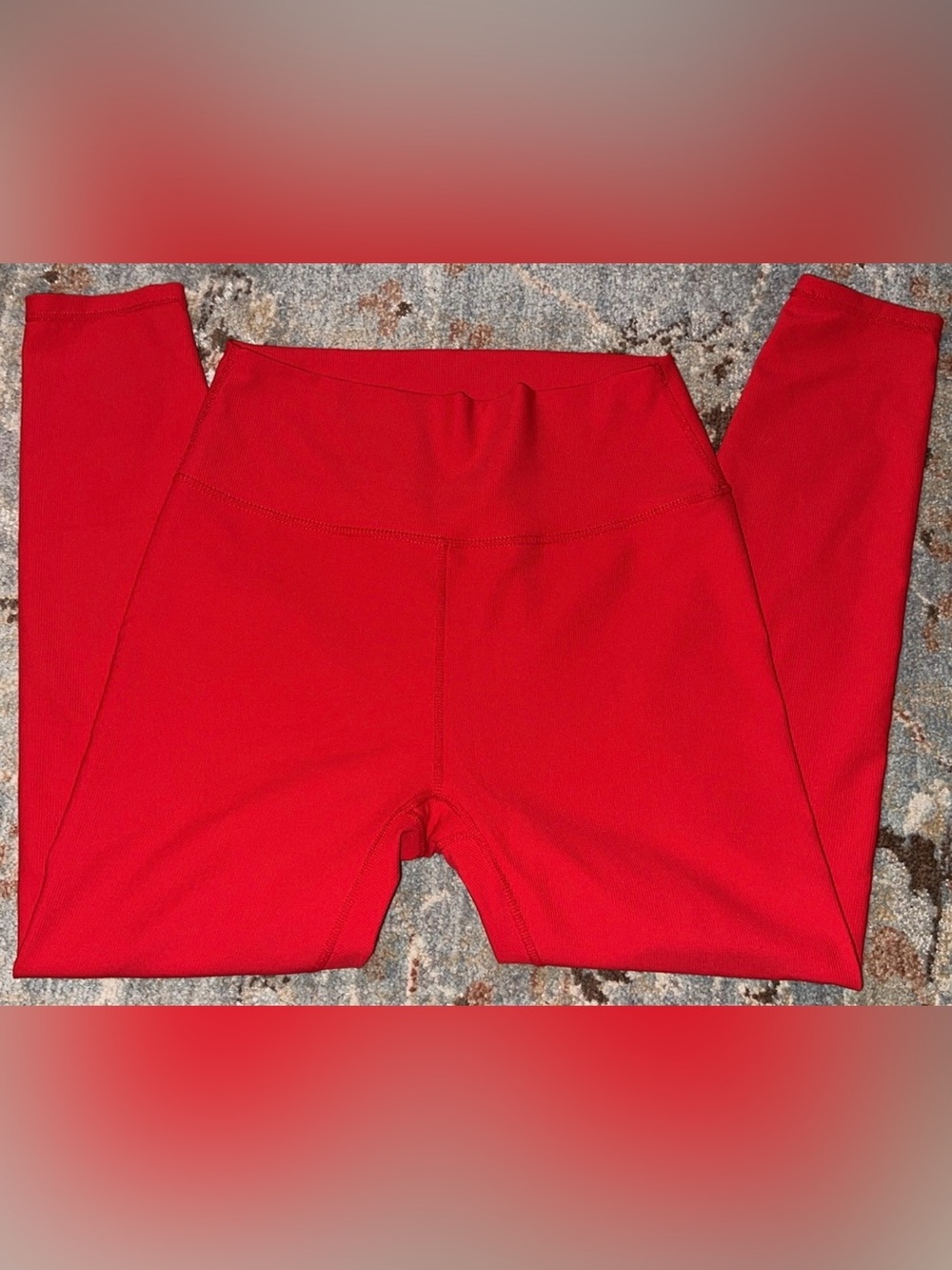 Wilo The Label High Waisted Ribbed Red Leggings